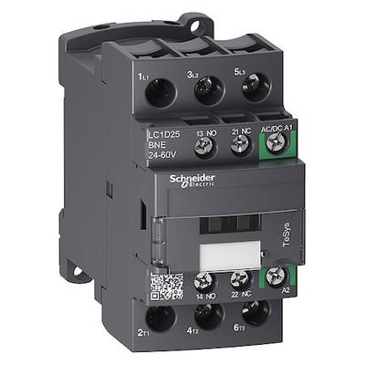 SCHNEIDER ELECTRIC LC1D25BNE IEC Magnetic Contactor, 3 Poles, 24 to 60 V AC/DC,