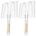 BESTONZON 2pcs Grill Basket Fish Grilling Basket Barbecue Grilling Accessory Grilling Meat Clip