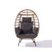 JINS&VICO Patio Lounge Egg Chair Outdoor Wicker Chair with Steel Frame and Comfortable Cushions for Balcony Backyard Poolside 440lb Weight Capacity Dark Gray Cushion