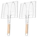 2pcs Grill Basket Fish Grilling Basket Barbecue Grilling Accessory Grilling Meat Clip