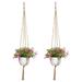 Herrnalise Macrame Plant Hangers 2 Pack Different Tiers Indoor Hanging Planters Basket Decorative Flower Pots Holder Stand Boho Home Decor Home Furniture Clearance