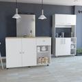 Edmond 2 Piece Kitchen Set, Syros Kitchen Island Cart + Malta Kitchen Pantry Cabinet, White / Light Oak - Depot E Shop CKIT67