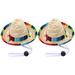 Dog sombrero hat 2 Pcs Straw Woven Dog Hat Dog Sombrero Hats Funny Dog Decorative Hat Party Decoration