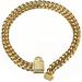 Designer Dog Collar Gold Metal Stainless Steel with Zirconia Lock 14mm 18K Gold Big Dog Luxury Training Collar Cuban Lock Link Necklace Chain(10 inch)