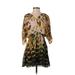 Jessica Simpson Casual Dress - Mini V Neck 3/4 Sleeve: Yellow Dresses - Women's Size Small