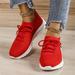 PEASKJP Sneaker for Women Breathable Mesh Comfort Casual Walking Shoes Womens Tennis Shoes Red 8