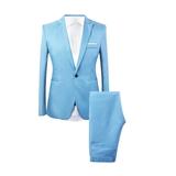 Penkiiy Blazer Set for Men Men s Fashion Suit Coat + Shirt + Suit Pants Three Piece Set Light blue Blazer