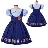 Little Girls Judy Short Sleeve Dress Police Officer Costume Halloween Dress Up