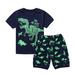 Toddler Little Boys Summer Outfits Dinosaur Print 2 Piece Pajamas Shorts Tops With Pants Baby Boys Summer Clothing Sets Size 3 Navy