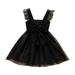 Rovga Casual Dresses For Girls Summer Black Princess Dress Lace Stitching Suspender Princess Dress Polka Dot Dress Children Casual Dress Party Birthday Girl Dress