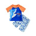 DcoolMoogl Kids Baby Boys 2 Piece Swimsuits Rash Guard Swimwear Short Sleeve Shark Print Tops Rash Guard Shorts Set Blue 3-4 Years