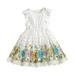 ZMHEGW Toddler Dresses For Girls Casual Ruffle Round Neck Sleeveless Floral Embroidery Print Lace Hem Princess Beach Dress