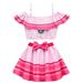 KAWELL Princess Peach Swimsuits for Girls 2-Piece Bathing Suit Tankini Swimwear for Kids Party Dress Up