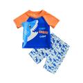 DcoolMoogl Kids Baby Boys 2 Piece Swimsuits Rash Guard Swimwear Short Sleeve Shark Print Tops Rash Guard Shorts Set Blue 6-12 Months