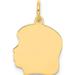 14K Yellow Gold Plain Medium .009 Gauge Facing Left Engravable Girl Head Charm (22 X 13) Made In United States xm111/09