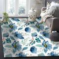 Large Area Rugs Throw Carpet Floor Nursery Rugs For Children Retro Blue Flowers Modern Kitchen Mat Runner Rugs For Living Room/Bedroom 3 x 4