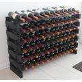 Stackable Modular Wine Rack Stackable Storage Stand Display Shelves Wobble-Free Pine wood WN85 (BLACK-72 Bottle Capacity)