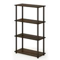 Furinno Turn-N-Tube 23.6 W x 11.4 D x 43.25 H 4-Shelf Decorative Shelves Walnut and Brown