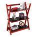 JJS 3-Tier Gaming Console Storage Shelf Etagere Modern Display Shelving Unit Open Bookcase Rack for Gaming Desk Setup Speakers Figure Plant Stand Red
