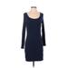 Three Dots Casual Dress - Bodycon Scoop Neck Long sleeves: Blue Print Dresses - Women's Size Small