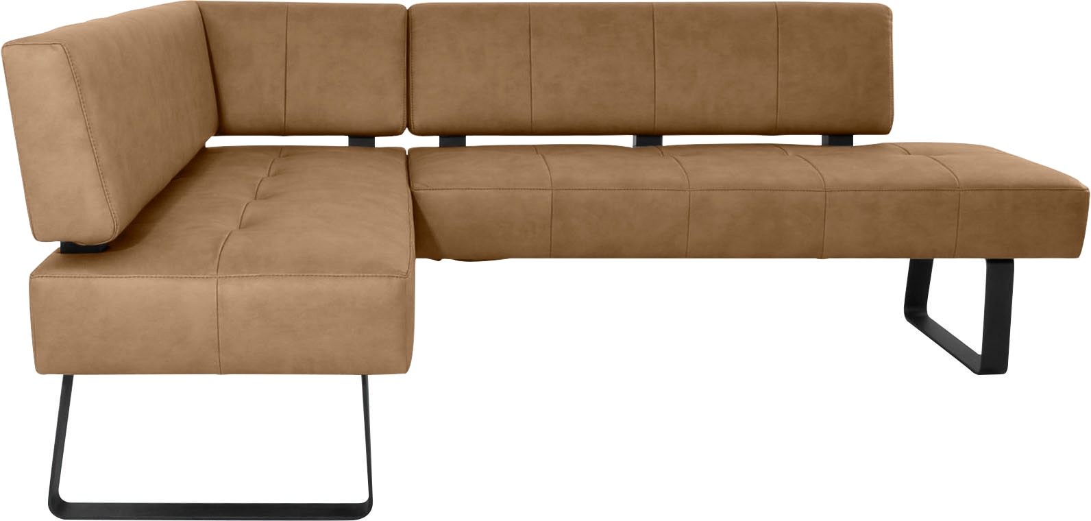 Eckbank K+W KOMFORT & WOHNEN "Spider II", braun (cognac 71, schwarz), B:165cm H:88cm T:195cm, Sitzbänke, Eckbank, Sitzsteppung, bequem durch Sandwichbauweise, 2 Stellmaße Image