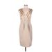 Jones New York Casual Dress - Sheath V Neck Sleeveless: Tan Dresses - Women's Size 8