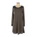 Ann Taylor LOFT Casual Dress - A-Line Scoop Neck Long sleeves: Gray Color Block Dresses - Women's Size X-Small