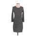 J.Crew Casual Dress - Sweater Dress: Black Stripes Dresses - Women's Size X-Small