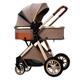 Foldable Travel Baby Stroller, Portable Newborn Pushchair, 3 in 1 Baby ​Trolley with Footmuff, Shockproof 4 Wheels, Shock Absorption Springs Pram, Travel Use,Khaki