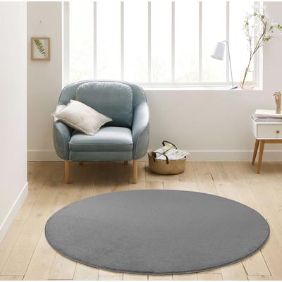 Teppich MY HOME "Kurzflor-Webteppich GRANADA 4800, uni Soft Touch", grau, H:20mm Ø:150cm, Polypropylen, Teppiche, leichter Glanz, auch in rund, Wohnzimmer, Schlafzimmer, Kinderzimmer Image