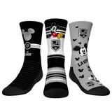 Youth Rock Em Socks Mickey Mouse Black Los Angeles Kings Three-Pack Crew Set