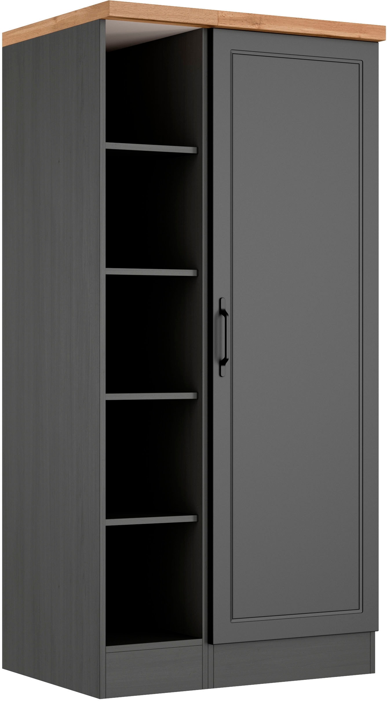 Vorratsschrank KOCHSTATION "KS-Lana", grau (matt grau, wotaneiche), B:80cm H:166cm T:60cm, Holzwerkstoff, MDF, Schränke, Breite 80 cm