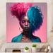 Design Art Hip Hop Girl w/ Pink & Blue Hair I - Print on Canvas Canvas, Cotton in Blue/Pink | 24 H x 24 W x 1 D in | Wayfair PT57908-24-24