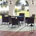 Lark Manor™ Alyah 5 Pcs Outdoor Dining Sets w/ 4 Rattan Chairs & 1 Rectangular Metal Table Metal in Black | 42 W x 42 D in | Wayfair