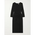 Carolina Herrera - Gathered Crepe Midi Dress - Black