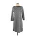 Max Studio Casual Dress - Shift Crew Neck 3/4 sleeves: Gray Dresses - New - Women's Size X-Small