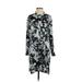 Simply Vera Vera Wang Casual Dress - Shift Mock Long sleeves: Black Floral Dresses - Women's Size Small