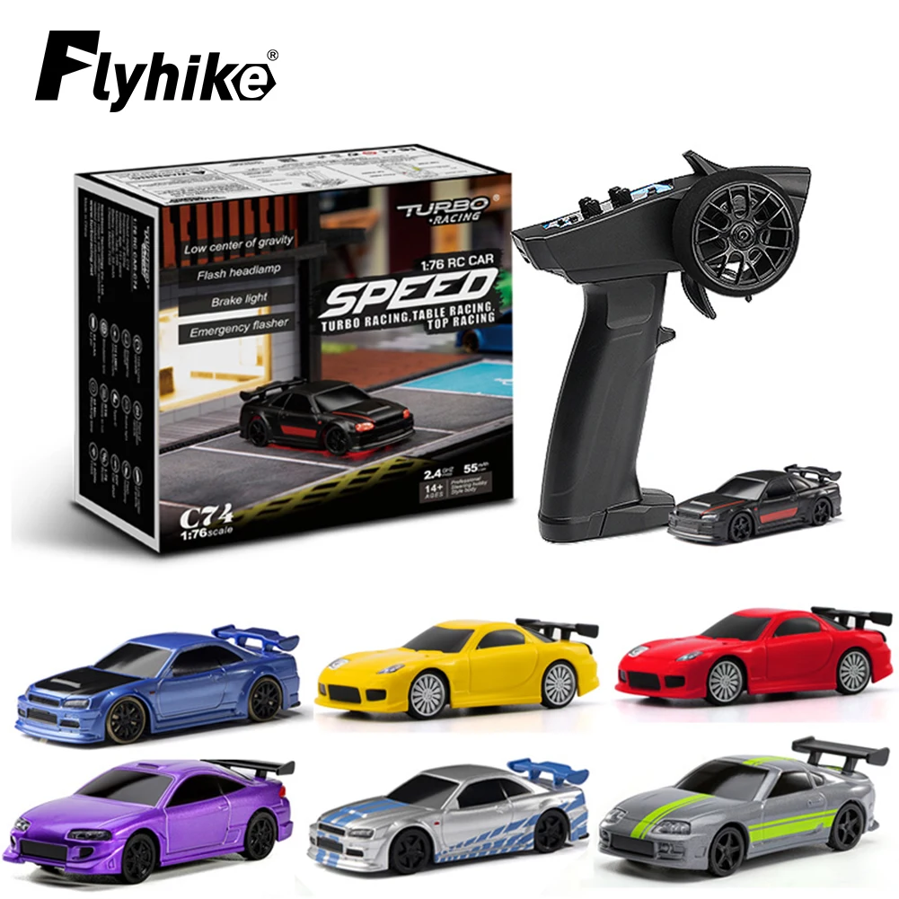Turbo Racing-Voiture télécommandée avec radio gyroscopique pour enfants, jouets RC chirurgie tionnels complets, kit RTR, cadeaux pour enfants, dérive 1:76, C64, C73, C72, C74