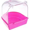 PEACNNG Bird Bath Tub Hanging Bird Bath Box for Cage Parrot Bathtub Shower Box with Water Injector Bird Cage Accessory for Small Birds Canary Budgies Parrot(Pink)