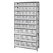 Quantum Storage Clear 10 Shelf Unit With 48 Storage Bin Steel Shelving System - 12 x 36 x 75 in.
