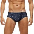 Arcweg Herren-Badehose, Slip, niedrige Taille, mit herausnehmbarem Polster, elastisch, Strand-Shorts, Boxershorts, Unterwäsche, Graue Blätter, XS