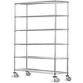 18 Deep x 30 Wide x 80 High 6 Tier Stainless Steel Wire Mobile Shelving Unit with 1200 lb Capacity