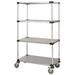 24 Deep x 54 Wide x 48 High 4 Tier Solid Galvanized Mobile Shelving Unit with 1200 lb Capacity