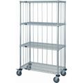 21 Deep x 30 Wide x 69 High 4 Tier 3 Sided Wire Shelf Truck with Rods