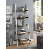 Pemberly Row Bookshelf Ladder with Five Tiers in Caramel Wood Finish