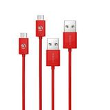 2 x Micro USB to USB 2.0 Sync Data Truwire Charger Cable Cord 3 Ft (1M) for Samsung Galaxy S II/2 Skyrocket HD Galaxy S Aviator Galaxy S Blaze 4G Samsung Galaxy S3 / S4 Better Quality Red