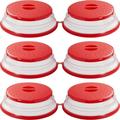 6 Pack Collapsible Microwave Cover for Food Vented Microwave Splatter Cover Guard With Hook Holes and Handle Microwave Food Cover for Microwave Oven Heating Food Dishwasher Safe Red