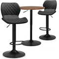 MoNiBloom 3 Piece Bar Table and Chair Set 23.5 Rotatable Tall Bistro Pub Table and Bar Stools for Kitchen Dining Room