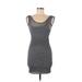 Topshop Casual Dress - Bodycon Scoop Neck Sleeveless: Gray Print Dresses - Women's Size 2