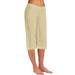 Plus Size Capris for Women Cotton Linen Lightweight High Waisted Capri Pants Wide Leg Casual Loose Fitting 3/4 Slacks (X-Large Khaki)